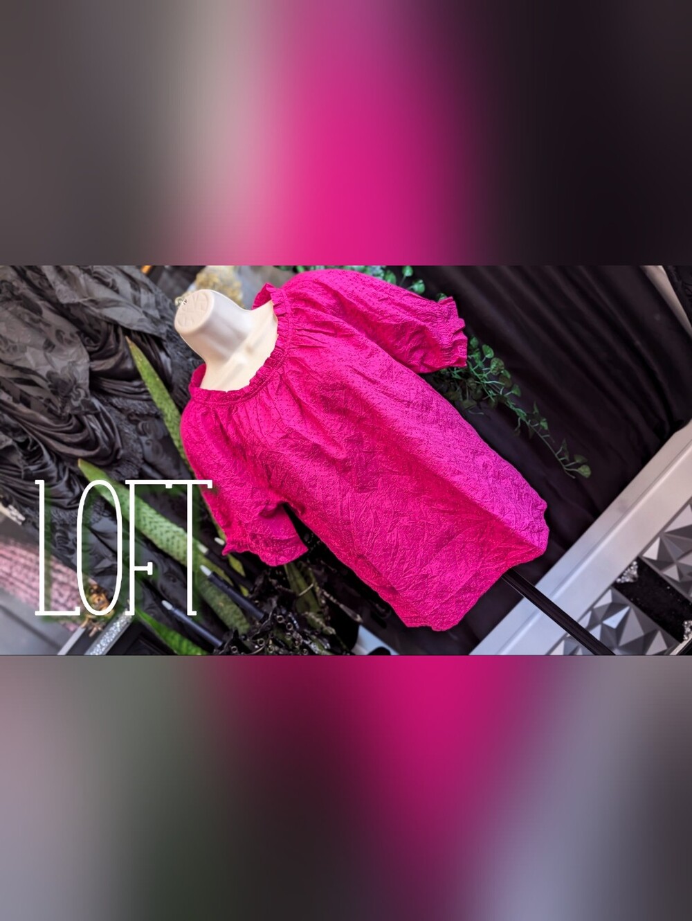 LOFT Pink Ruffle Cotton Blouse SM